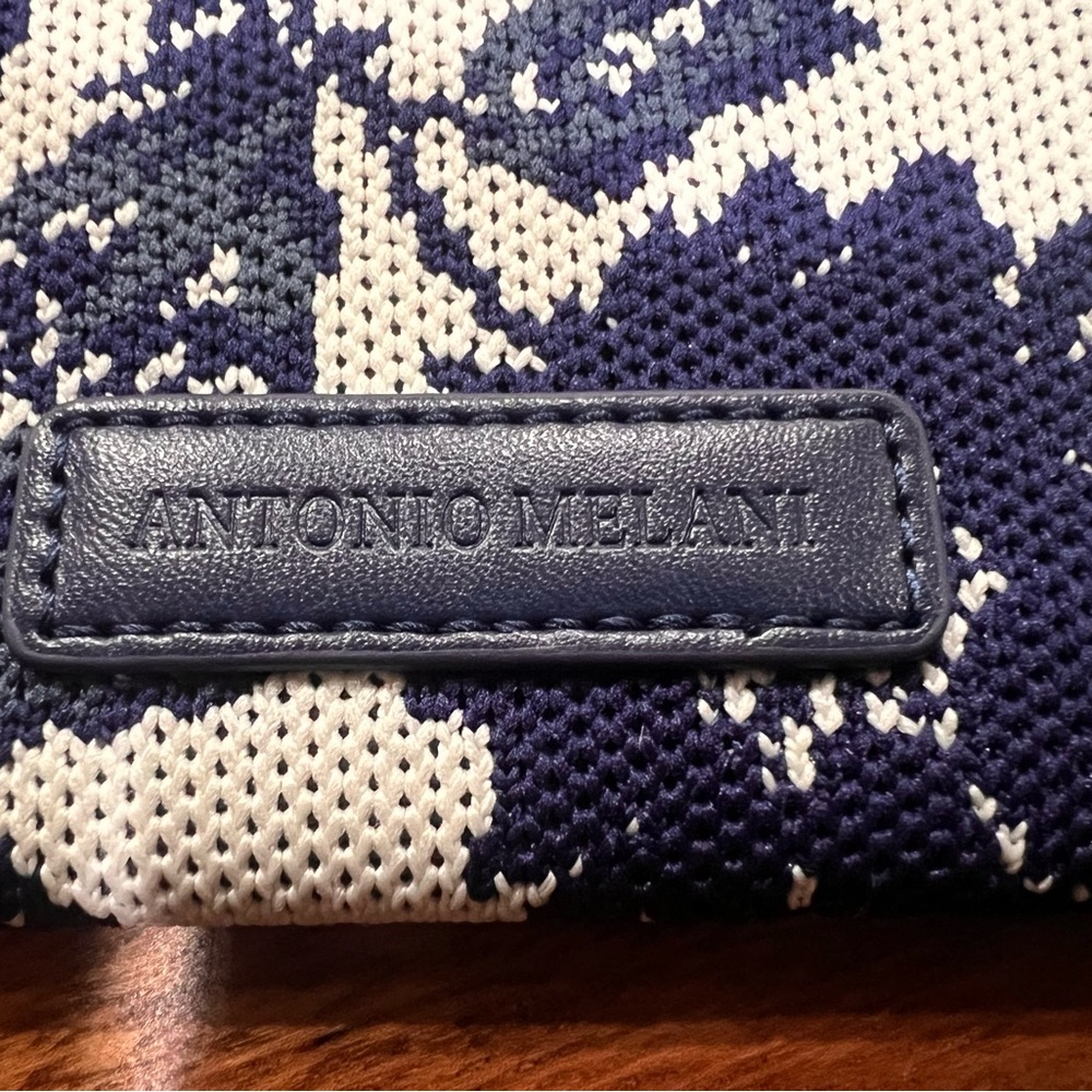 Antonio Melani Navy and Cream Textured Clutch